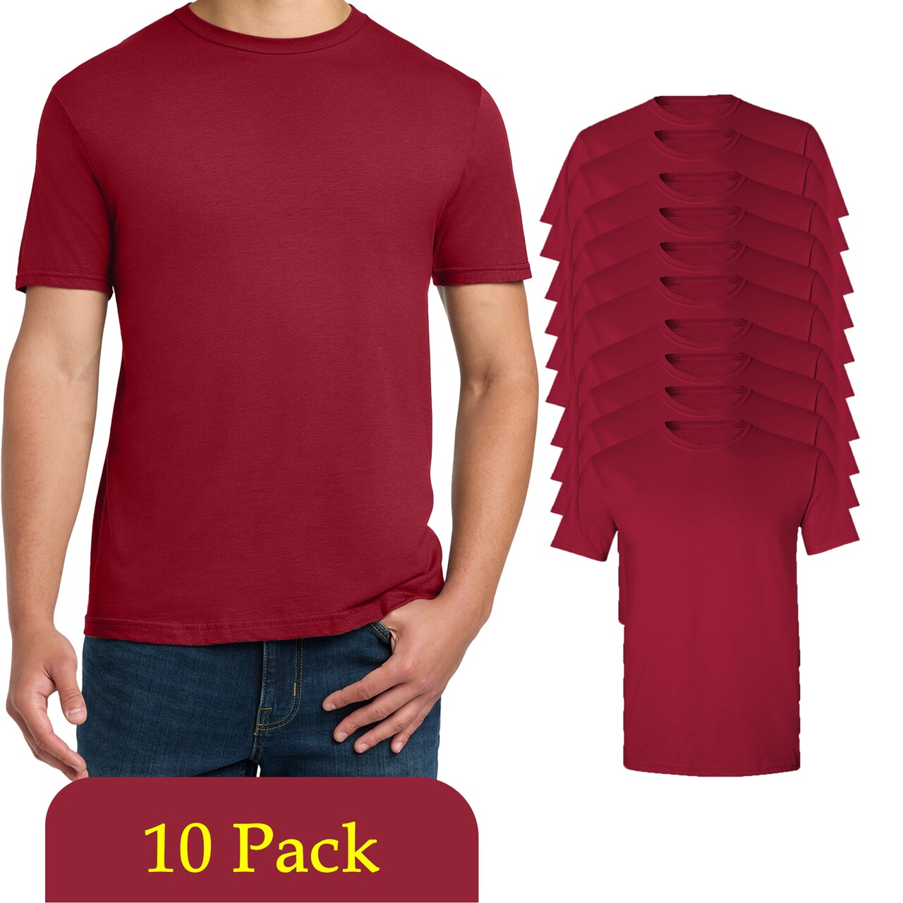 Gildan Unisex Cardinal Red Softstyle T-Shirt Blanks for Printing, Crewneck Tee